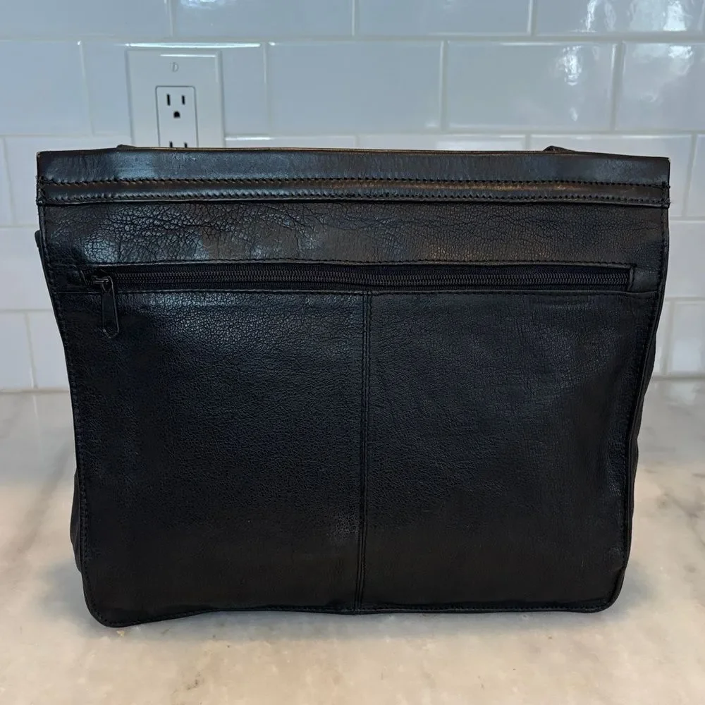 Kenneth Cole REACTION Leather Messenger Laptop Bag Briefcase Shoulder Crossbody